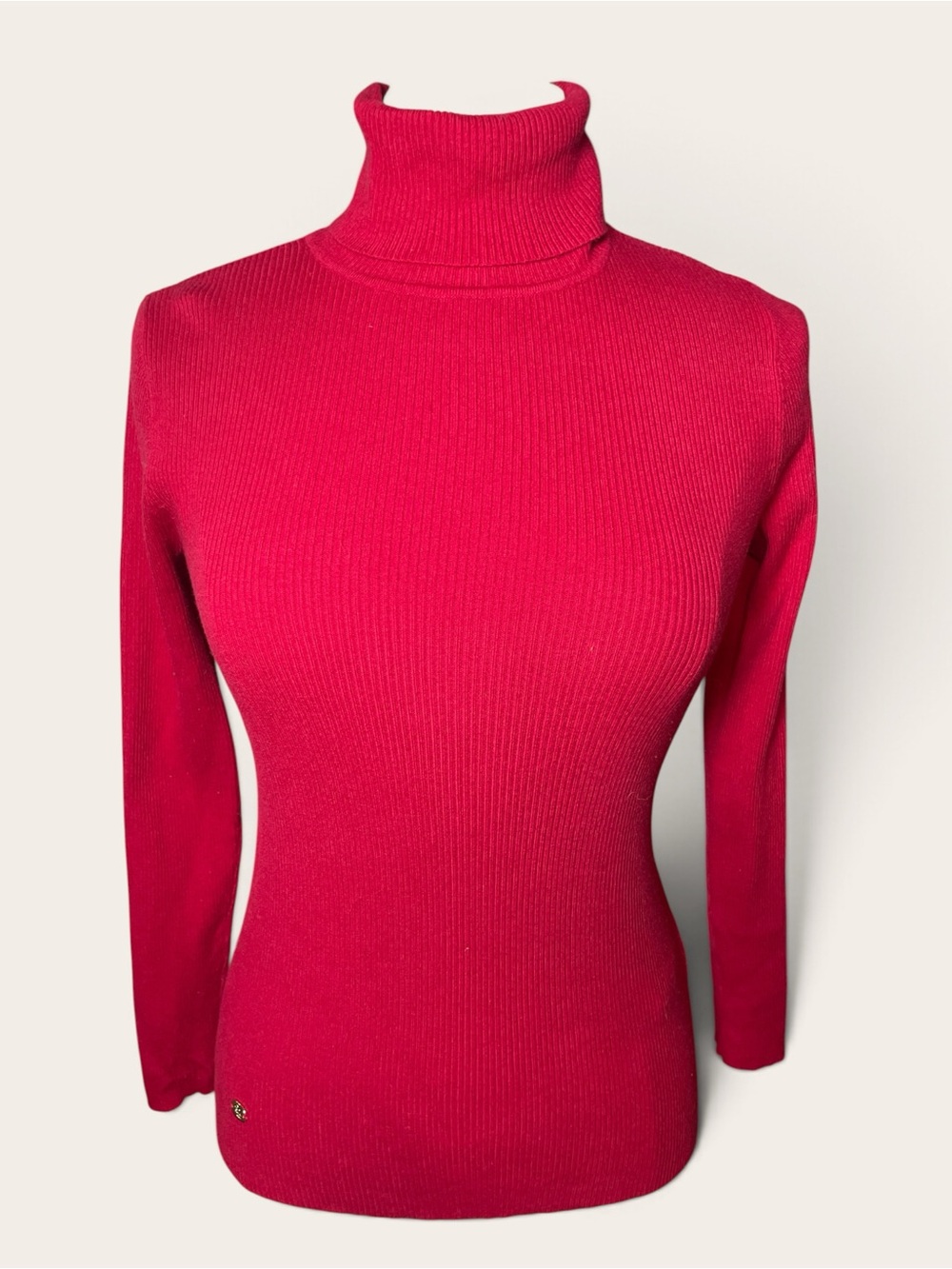 Lauren Ralph Lauren Ribbed Turtleneck Sweater - Red Medium